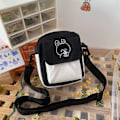 Miniatyrbild 2 av 6: Mode Kvinnor Tecknad filmtryck Kontrastfärg Canvas Crossbody Axelremsväska Casual Damer Mini Handväskor Flap Handväska Blue