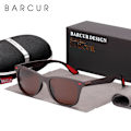 Miniatyrbild 5 av 6: BARCUR Trending TR90 Polarized Solglasögon Dam Fyrkantiga glasögon Herr Solglasögon Vintage Unisex Goggle Man UV400 Oculos de sol Brown BARCUR