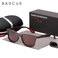 Miniatyrbild 5 av 6: BARCUR Trending TR90 Polarized Solglasögon Dam Fyrkantiga glasögon Herr Solglasögon Vintage Unisex Goggle Man UV400 Oculos de sol Silver BARCUR