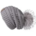 Miniatyrbild 1 av 6: Talk Höst- & Vintermössa för Kvinnor Stickad Pompommössa Slouchy Beanie Skullies för Kvinnor Svart Röd Gul Bonnet Cap Fog gray 2