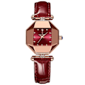 Miniatyrbild 5 av 6: 1 st Quarts watch för kvinnor Utsökt fritid läcker vinfärgad läderrem Rhinestone Watch Red