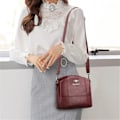 Miniatyrbild 3 av 6: Små crossbody-väskor i massivt läder för kvinnor Nya enkel väska med flera fickor, designer Casual axelväskor Sac A Main Green-2