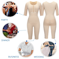 Miniatyrbild 6 av 6: Helkroppsformare Kvinnor Body Shapewear Magformare Magen Smalare Fast kontroll Slida Fajas Dragkedja Gaine Post Partum Beige M