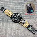 Miniatyrbild 1 av 6: Utomhus Survival Watch Multifunktionell Vattentät Militär Taktisk Paracord Watch Armband Camping Vandring Nödutrustning gold