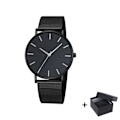 Miniatyrbild 1 av 6: Watch 2022 Lyxmode Enkel Armbandsur Läder Guld Urtavla Casual Man Brecalet Quartz Clock Vip-länk för droppe 568 Black silver