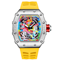 Miniatyrbild 1 av 6: Modern design watch Sport lysande vattentät militärautomatisk watch för man pojkar Silikonrem Tonneau-urtavla QT336-9