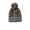 Miniatyrbild 6 av 6: 4-färgad stickad leopardmönstrad mössa med pompom - Trendig, varm och med pompomtryck - Vintermössa för kvinnor - Modepresent C