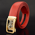 Miniatyrbild 1 av 6: Lyxmärke tiger automatiskt spänne man vitt bälte äkta läder modedesigner Casual Hög kvalitet ceinture homme Red gold 115CM