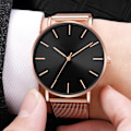 Miniatyrbild 3 av 6: Watch 2022 Lyxmode Enkel Armbandsur Läder Guld Urtavla Casual Man Brecalet Quartz Clock Vip-länk för droppe 567 Brown white