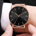 Miniatyrbild 3 av 6: Watch 2022 Lyxmode Enkel Armbandsur Läder Guld Urtavla Casual Man Brecalet Quartz Clock Vip-länk för droppe 568 Black
