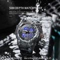 Miniatyrbild 3 av 6: SMAEL Military Sport Watch Quartz Armbandsur 50M Vattentät Väckarklocka Ljus Analog Digital 8007 Herr Man Klockor Kronograf CANMOUFLAGE YELLOW