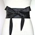 Miniatyrbild 1 av 6: Kvinnor Snörning Pu-läderbälte Nytt Bowknot Bälten Längre Bred Bind Midjeband Slips Rosett Dam Klänning Dekoration Mode 2022 Black one size