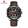 Miniatyrbild 1 av 6: Nya original NAVIFORCE Business Luxury Läder Klockor Herr Sport 3ATM Vattentät LCD Display Watch För Man Quartz Armbandsur SBDBN