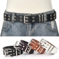 Miniatyrbild 2 av 6: Star Eye Nitbälte Goth Style Dubbelnål Spänne Man/kvinna Mode Casual Puck Style Pu Läder Midjeband Jeans y2k tillbehör Black one size
