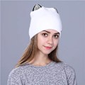 Miniatyrbild 1 av 6: Xthree Flanell Autumn Skullies Beanies för Kvinnor Vinterhatt Söt Kitty Barnhatt för Flickor Gorras White