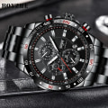 Miniatyrbild 2 av 6: Boyzhe Men Sport Automatisk Mekanisk Watch 3 Bar Vattentät Multifunktionsskärm Lysande Hands Herr Klockor relogio Silver Leather