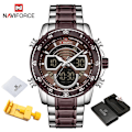 Miniatyrbild 1 av 6: NAVIFORCE Mode Herrklockor Lyxiga Original Kvarts Digital Analog Watch för män Vattentät klocka i rostfritt stål SCE BOX
