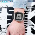 Miniatyrbild 6 av 6: SYNOKE Student Elektronisk Watch Utomhussport Pojke Lysande Vattentät Watch Retro Square Watch Silver