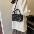 Miniatyrbild 5 av 6: Nytt mode axelväska Rutigt PU-läder Damhandväskor Designer Crossbody-väskor för kvinnor Black 20x13x7cm