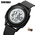 Miniatyrbild 1 av 6: Watch Herr Multifunktionsklockor Väckarklocka Chrono 5Bar Vattentät Watch SKMEI Relogio Masculino Black White BOX