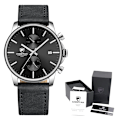 Miniatyrbild 1 av 6: 2021 Watch CHEETAH Märke Mode Sport Kvartsklockor Herr Läder Vattentät Chronograph Clock Business Relogio Masculino L Black Box