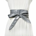 Miniatyrbild 1 av 6: Kvinnor Snörning Pu-läderbälte Nytt Bowknot Bälten Längre Bred Bind Midjeband Slips Rosett Dam Klänning Dekoration Mode 2022 grey one size