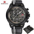 Miniatyrbild 1 av 6: NAVIFORCE Herrklockor Toppmärke Lyx Vattentät 24 timmar Date Quartz Watch Man Läder Watch Herr Vattentät klocka BWB BOX