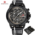 Miniatyrbild 1 av 6: NAVIFORCE Herrklockor Toppmärke Lyx Vattentät 24-timmarsdatum Quartz Watch Man Läder Watch Herr Vattentät klocka BWB BOX