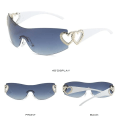 Miniatyrbild 4 av 6: Lyxiga Punk Sport Solglasögon Dam Märkesdesigner Y2K One Piece Solglasögon Män Goggle Shades UV400 Love Heart Mode Glasögon A-C2
