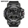 Miniatyrbild 2 av 6: SANDA Mode Herrklockor LED Sport Vattentäta Klockor Herr Topp Lyxmärke Digital Man Quartz Watch Relogio Masculino 3132 black red