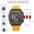Miniatyrbild 5 av 6: PINTIME Kampanj Rea Män Mode Sport Watch Kronograf Funktion Stoppur Röd gummirem Auto Date Man Lyx Armbandsur 3 with box