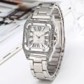 Miniatyrbild 3 av 6: Högkvalitativt mode Business dam casual rostfritt stål Rose Gold quartz watch Student Dam fyrkantig vattentät klocka retro women(.250)
