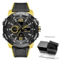 Miniatyrbild 1 av 6: SMAEL Dual Time LED Display Digital watch för män Vattentät Simning Quartz Sportklockor Auto Date Alarm Clock Armbandsur 8039 Yellow-Box