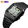 Miniatyrbild 2 av 6: SKMEI Top Lyx Mode Watch Herr Väckarklocka 3Bar Vattentät Rostfritt stål Armband Digitala klockor reloj hombre 1338 sllver with box