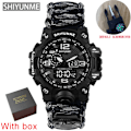 Miniatyrbild 1 av 6: Utomhus Survival Watch Multifunktionell Vattentät Militär Taktisk Paracord Watch Armband Camping Vandring Nödutrustning grey with box