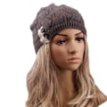 Miniatyrbild 1 av 6: Damernas Mode Beanie Stickad Höst Turbanhatt Knapp Hål Ut Kvinnor Spets Mössa Kvinnliga Skullies Beanies Hattar Vår Stickad Mössa khaki