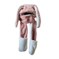 Miniatyrbild 4 av 6: Öronlappsmössa Kvinna Söt Stor Öra Kaninhatt Bib Vinter Varm Mjuk Tjockning Fickmössor Huvad Mode Halsduk Hatt Handske Kaninhatt Pink 56-58cm
