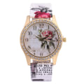 Miniatyrbild 4 av 6: Mode Damklockor Kvinnor Printed Watch Lyx Casual Quartz Läder Watch Mode Kvinnlig Klänning Klockor Relogio White