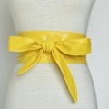 Miniatyrbild 1 av 6: Kvinnor Snörning Pu-läderbälte Nytt Bowknot Bälten Längre Bred Bind Midjeband Slips Rosett Dam Klänning Dekoration Mode 2022 Yellow one size