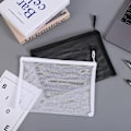 Miniatyrbild 4 av 6: Transparent Synlig Nylon Mesh Makeup Kosmetisk Förvaringsväska Skolkontor Fil Dragkedja Student Penna Test Papper Organizer red A5 (25x18cm)