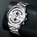 Miniatyrbild 6 av 6: Mode sportklockor för män Business rostfritt stål kvarts armbandsur Kalender Man Casual läder lysande watch Steel Black Gold(.321)