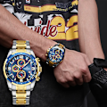 Miniatyrbild 2 av 6: NAVIFORCE Temperament Herr Lyx Mode Design Guld Herr Klockor Multifunktion Luminous Quartz Armbandsur för män Relogio Masculino SBE