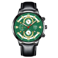 Miniatyrbild 1 av 6: Mode sportklockor för män Business rostfritt stål kvarts armbandsur Kalender Man Casual läder lysande watch Leather Black Green