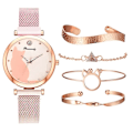 Miniatyrbild 1 av 6: Watch 5 st Quartz Set Mesh Armband Cat Dial Lyx Watch Casual Damklocka med set Pink Set