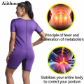 Miniatyrbild 6 av 6: Aiithuug Bastudräkt för kvinnor Shapewear Viktminskningskorsett Svett Body Shaper Bantning Neopren Kortärmad neoprenbody red M