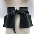 Miniatyrbild 3 av 6: Kvinnor Peplum Bälte Kvinnlig Kjol Läder Midjebälten Mode Damer PU Svart rosett Bred sele Klänningar Designer midjeband Apricot 1pc