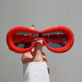Miniatyrbild 1 av 6: Nytt i Ovala solglasögon för män Kvinnor Mode Retro märkesdesign Solglasögon Glasögon Kvinnlig Godisfärg Goggle Solglasögon Red