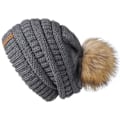 Miniatyrbild 1 av 6: Talk Höst- & Vintermössa för Kvinnor Stickad Pompommössa Slouchy Beanie Skullies för Kvinnor Svart Röd Gul Bonnet Cap flecking gray 2
