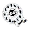 Miniatyrbild 4 av 6: Svart Katt Glädje Stil Väggklocka Kattungar Väggkonst Tyst Klocka Cartoon Katter Barnrum Barnkammare Dekorativ Väggklocka Kattälskare Present White Frame With LED