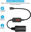 Miniatyrbillede 4 af 5: USB-C han til 12V bilcigarettænderstik Type-C til cigarettænderadapter-konverterkabel med voltmeter-display, justerbar spænding